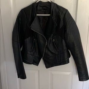 Black faux leather moto jacket size 14/16